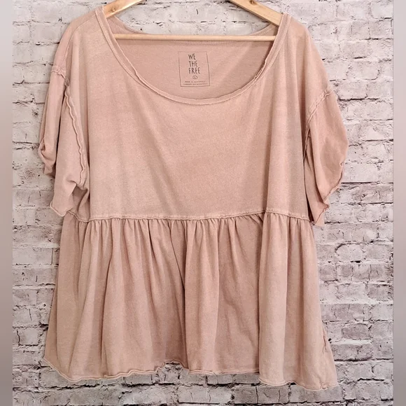 We The Free Babydoll Top 100% Cotton Large Blush - Picture 7 of 14